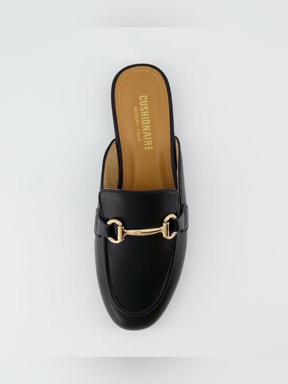 Cushionaire Black Memory Foam Mule Loafers w. Gold Bit. Sz 8M